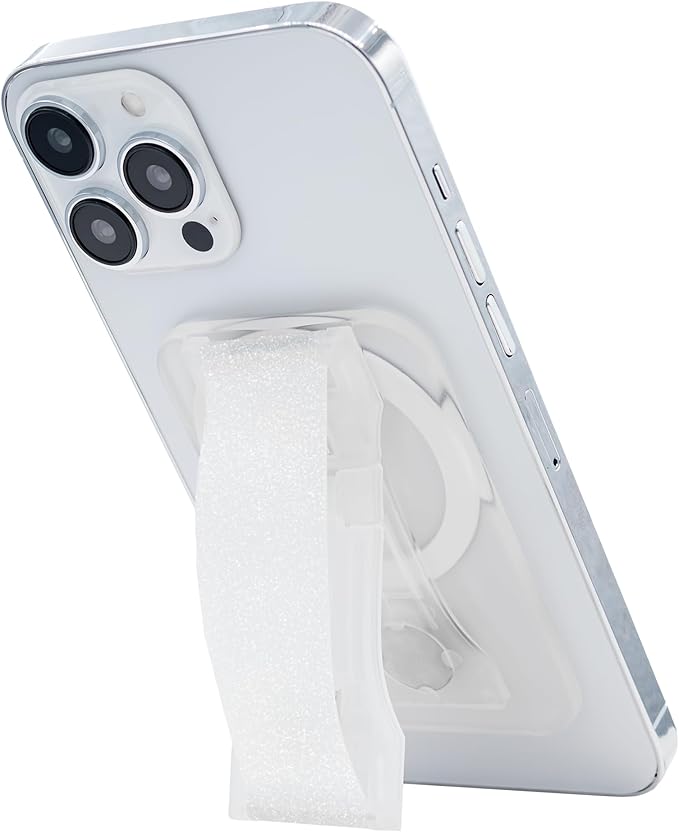 LoveHandle PRO MagSafe Compatible Magnetic Phone Grip w/Kickstand - Mount, Strap and Stand for Smartphone and Tablet - MagSafe Ring Included - Fits All Devices - Crystal Clear Glitter