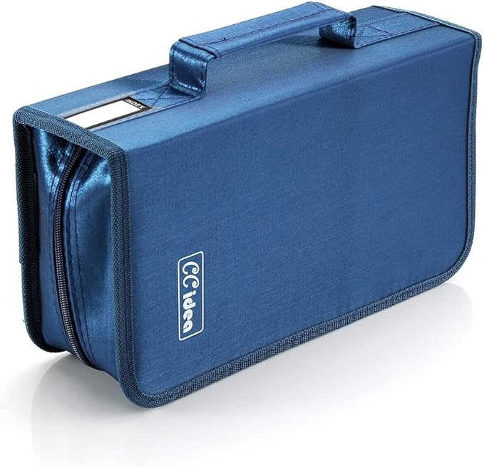 CCidea CD Case DVD Storage Holder, 128 Capacity DVD Cases Organizer CD Plastic Protective Carrying Binder,Portable Cd Wallet for Home Travel (Blue), 128-blue, L11 xW 6 x H3.5 INCH, Beauty Case