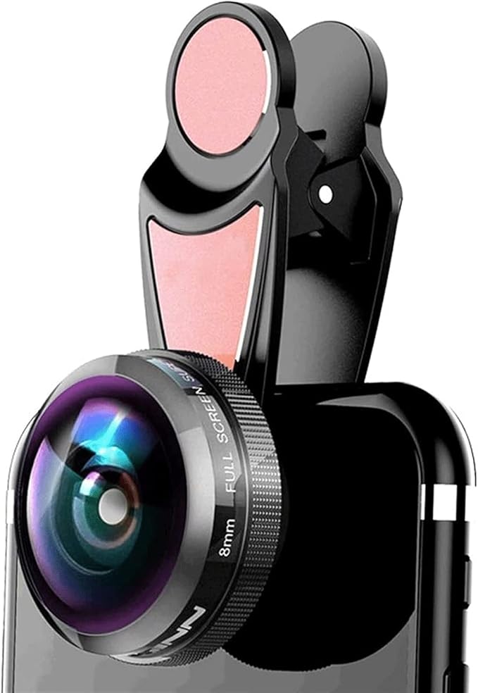 KouRy Phone Camera Lens Kit, 4K HD 8mm 235° Full Screen Fisheye Phone Lens,for Most Smart Phones,Easy to Use and Carry,Suitable for Daily Life/Outdoor Travel Lens