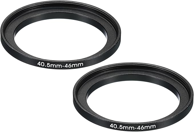 PATIKIL 40.5mm-46mm Metal Step Up Ring, 2 Pack Camera Lens Filter Adapter Ring Aluminum Filter Adapter Ring for Camera Lenses Hood, Black