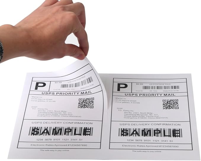 [500 Sheets; 1000 Labels] Half Sheet Self Adhesive Shipping Labels for Laser & Inkjet Printers, 8.5" X 5.5" Shipping Labels for Laser & Inkjet Printers Half Sheet Labels for Printer 8.5 x 11