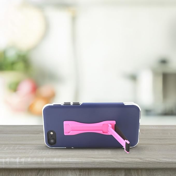 Gear Beast Cell Phone Grip Stand, Universal Phone Strap Finger Holder with Pop Out Kickstand for Men and Women, Ultra Slim Pocket Friendly - Pink