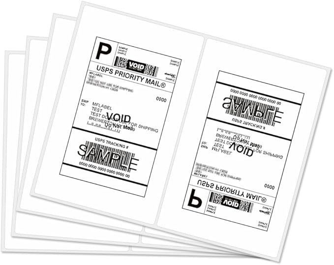MFLABEL Half Sheet Shipping Labels 2-UP (200 Labels, 8.5"x5.5") - Round Corner Laser/Inkjet Labels for FedEx, UPS, Amazon FBA Strong Adhesion Corrugated Box Labels
