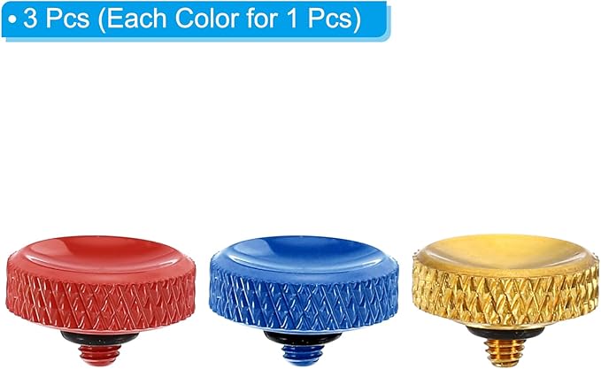 PATIKIL Camera Shutter Button, 3 Pack Soft Shutter Release Button Pure Copper Camera Button Carved Suitable for Nikon for Fujifilm for Leica DSLR/SLR Camera, Red Golden Blue