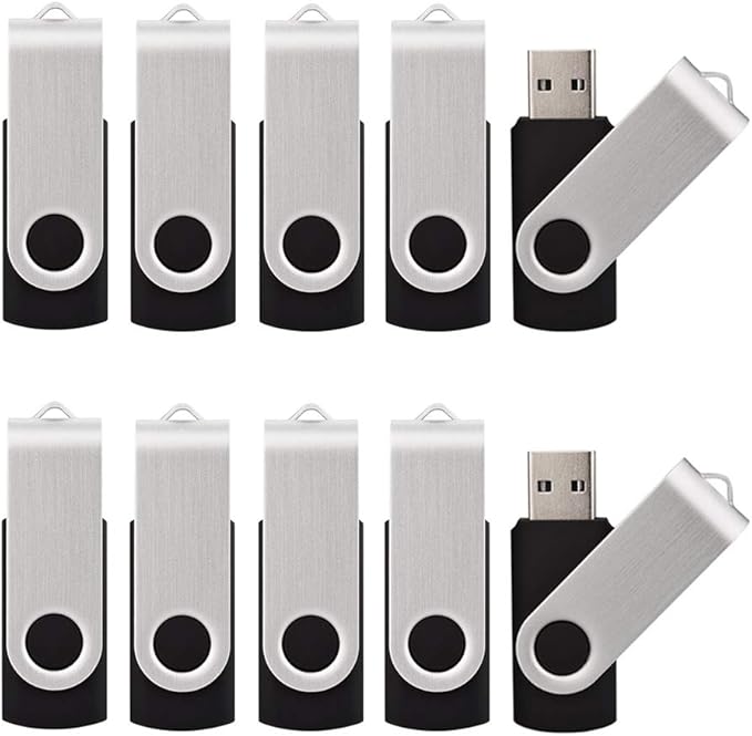 64GB USB Flah Drives 10 Pack USB 2.0 Memory Sticks Bulk-Black