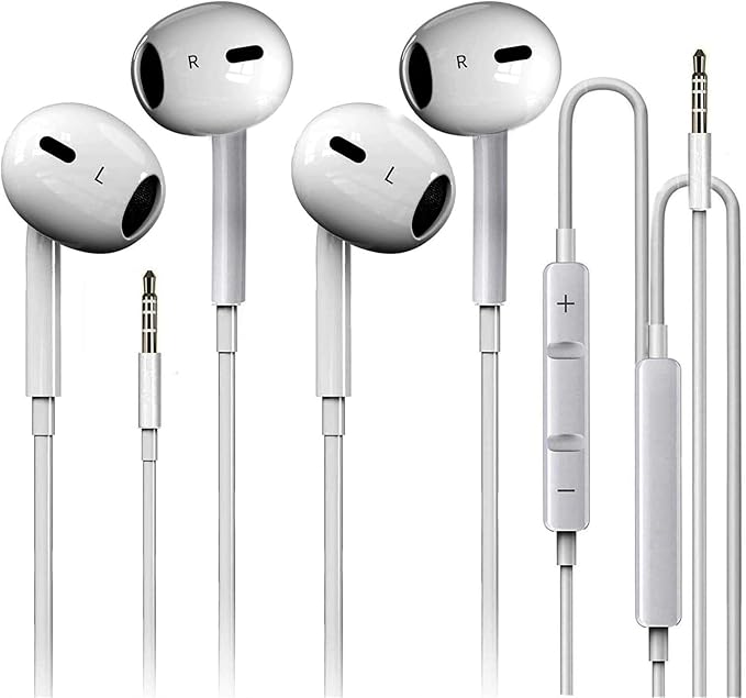 2-Pack Wired iPhone Earbuds/Headphones/Earphones with Mic and Volume Control, Compatible with iPhone, iPad, iPod, Computers, MP3/MP4 Players, Android Devices, and Most 3.5mm Audio Devices
