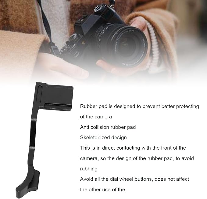 Yunir X T50 Thumb Up Grip for Fuji X T50 Camera Only,Aluminum Alloy Metal Thumb Grip with Hot Shoe Cover Protector Thumb Rest Support Holder,Not Affect The Use of XT50 Camera Buttons (Black)