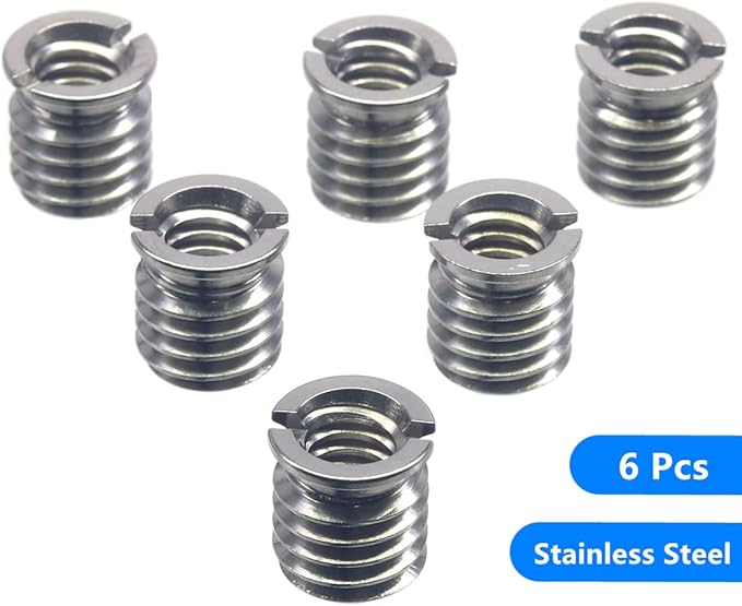 Stainless Steel 1/4"-20 Female to 3/8"-16 Male Convert Screw Adapter 6 Pieces 10.5mm Height