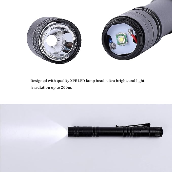 GzvvSvzoi LED Pen Flashlight, 6Pcs Pocket Flashlights Super Bright Slim Pen Light with Clip Waterproof Penlight for Inspection, Repair, Emergency Powered by 2*AAA Battery (not Included)
