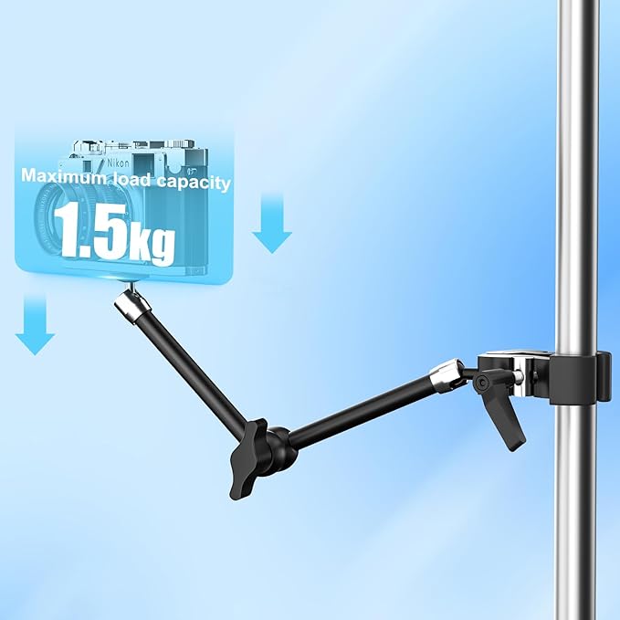 UYODM 2 Pack Articulating Magic Arm Clamp Mount with Super Clamp, 11" Magic Arm Camera Mount with 1/4" Thread, Articulating Arm Friction Camera Mount for Webcam, LED, DSLR, Flash, Security Cameras
