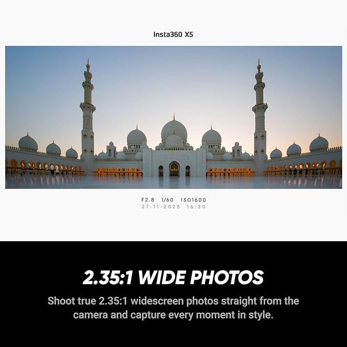 Insta360 X5 Photography Grip Bundle Satin White - Waterproof 8K 360 Camera, Leading Low Light, Invisible Selfie Stick Effect, Rugged and Replaceable Lens, 3-Hour Battery, Built-in Wind Guard