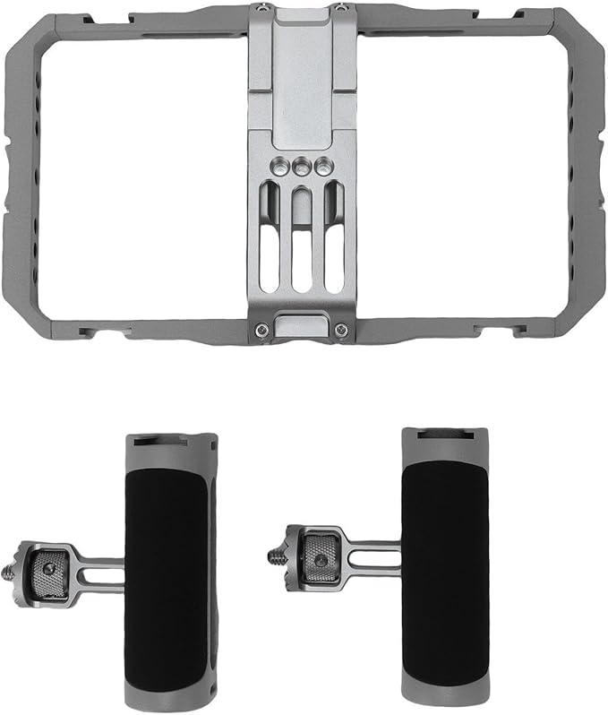 VBESTLIFE Double Silicone Hand Grip Phone Video Rig Cage, Multi Interface Expansion Filmmaking Vlogging Case for Smartphones Live Streaming TikTok
