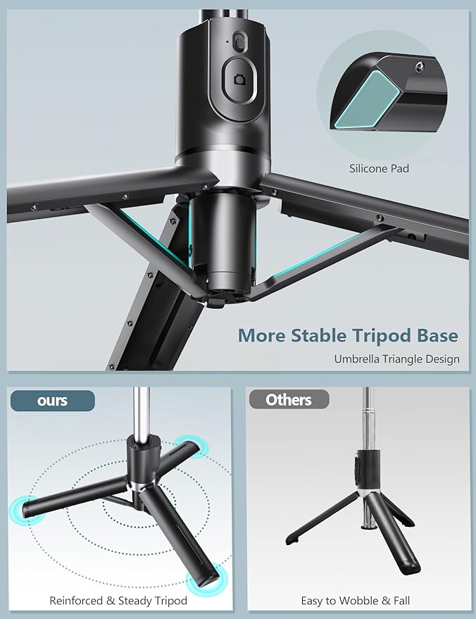 Selfie Stick Tripod with Light, 45'' Selfie Stick with Wireless Remote, Portable Phone Tripod Compatible with iPhone 16/15 Pro Max/15/14 Pro/14/13, Samsung S22/ S23 Ultra/Android Smartphone