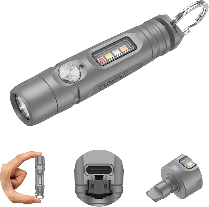 S15PRO-TK Titanium Keychain Flashlight, Mini USB-C Rechargeable Pocket Flashlight, 750 Lumens Small EDC Light with UV & 5 Side Light Mode + Screwdriver for Emergencies, Maintenance, Outdoor