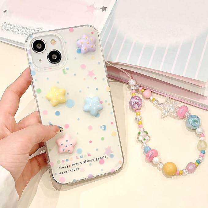 2 Pcs Phone Charm Strap Hand for iPhone Wrist Strap Camera Lanyard Pearl Beaded Cute Chain String Accessories Universal for iPhone 17 16 Pro 15 Samsung Women Girls Keychain Colored Beads and Shells