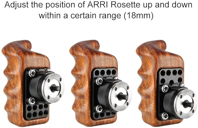 NICEYRIG Wooden Handle Grip with Rosette Mount (Right Side) Applicable for Nikon Panasonic Canon Camera Cage Rig, Shoulder Mount Support Rig