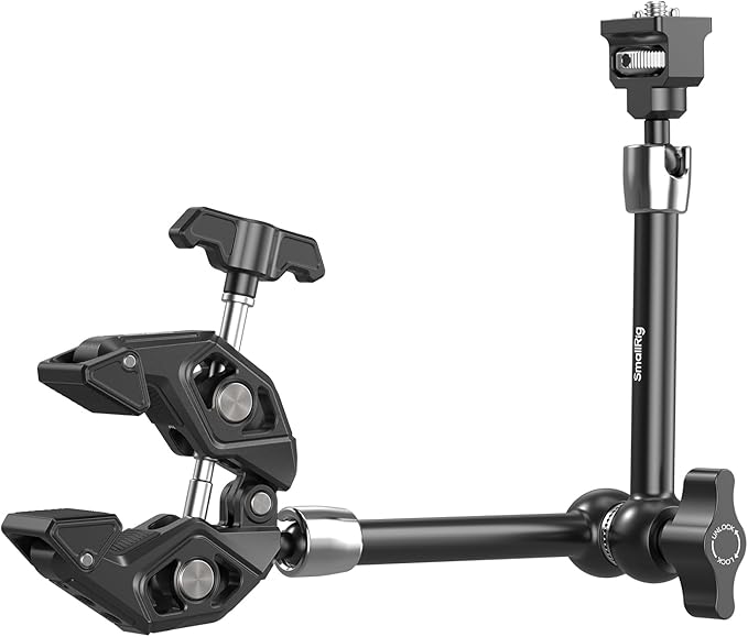 SMALLRIG 12.9 Inches Magic Arm Clamp, with 1/4'' Screw & Anti-Deflection Retractable Pin, Clamp Mount for GoPro/for Insta360 /for DJI Action/for DSLR/for Light/for Monitor/for Phone - 5312