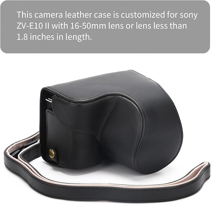 Hargedis for Sony ZV-E10 II case Premium PU Full Body Leather Camera Case Bag for Sony ZV-E10 II Fit 16-50mm Lens with Camera Shoulder Strap