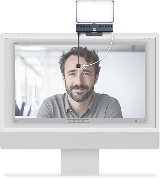 Pro HD 4K Webcam with Eye Contact, Noise Cancelling Mic, Plug and Play USB for Mac & PC Zoom, Wireless Webcam, Conferencing and Video Calling (Pro Camera + Light Panel)