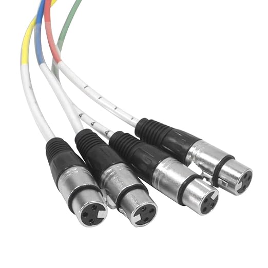Seismic Audio - SAXT-4x10F - 4 Channel 1/4" TRS to XLR Female Snake Cable - 10 Feet Long - Serviceable Ends - Pro Audio Effects Snake for Live Live, Recording, Studios, and Gigs - Patch, Amp, Mixer,