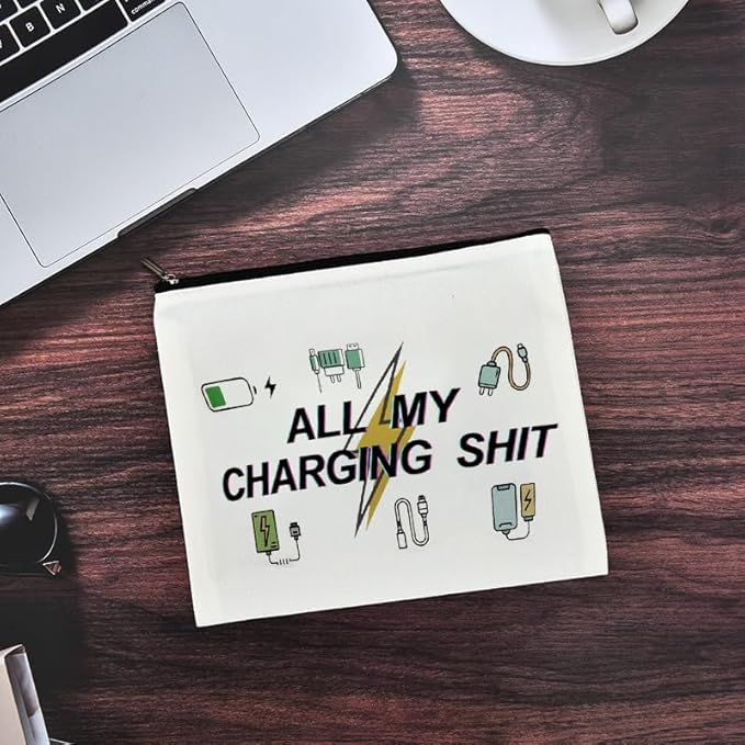 ShiQiao Spl Charging Cable Organiser Bag Funny Travel Makeup Bag Charger Organiser Cosmetic Bags With Zipper Toiletry Pouch for Best Friends Birthday Gifts for Daughter Son Travel Electronics Bags
