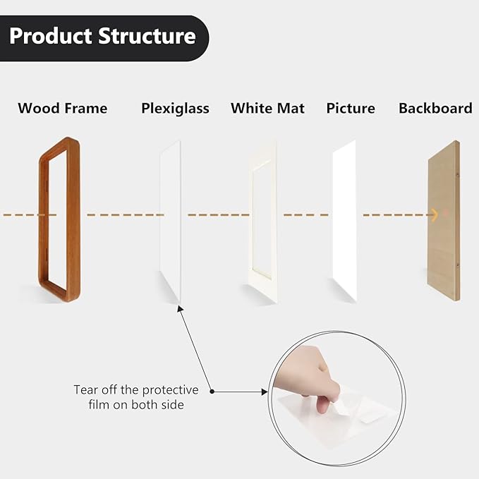 Moudra Handcrafted Solid Wood Picture Frame with Mat for Wall or Tabletop Display, Perfect for Photos and Artwork. (Teak, 3"x4" matted to 2"x3")