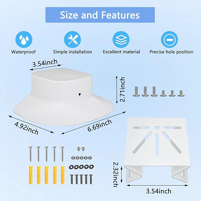 Camera Corner Mount and Rain Cover Compatible with Eufy Security Solocam S340, Stainless Steel Wall Bracket Achieve a Wider View Range 270°, Sun Rain Shade Weatherproof Anti Glare Cover for Outdoor