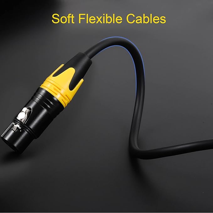 XLR Microphone Cables 1 ft Short 6 Packs -Premium XLR Jumpers Male to Female Color Coded, 3 Pin Balanced,1 Foot/12 inch