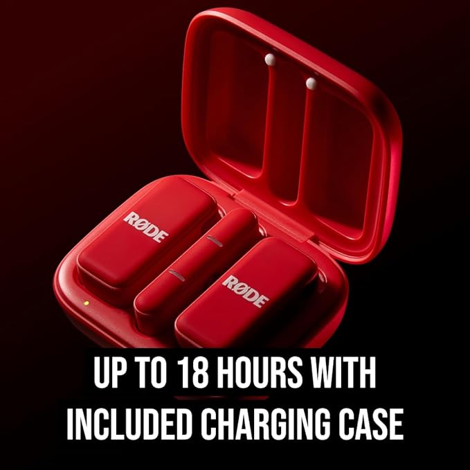 RØDE Wireless Micro - Compact Wireless Microphone, Two Mics with Charge Case for Smartphone Content Creation - USB-C, Red