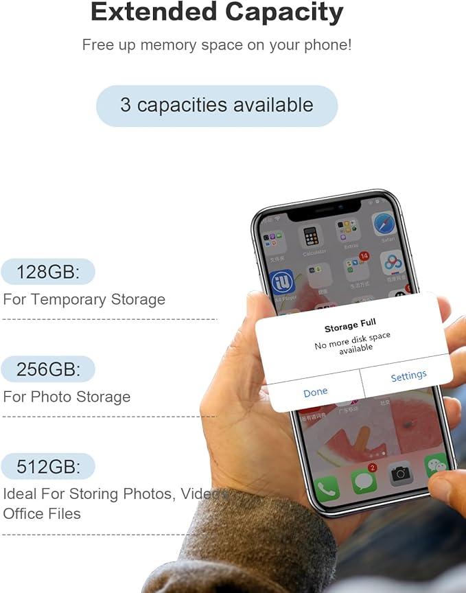 512GB Photo Stick for Phone, Qainerly USB Flash Drive for Phone All Models, 4-in-1 Design Transfer Storage, iPad/PC/Android