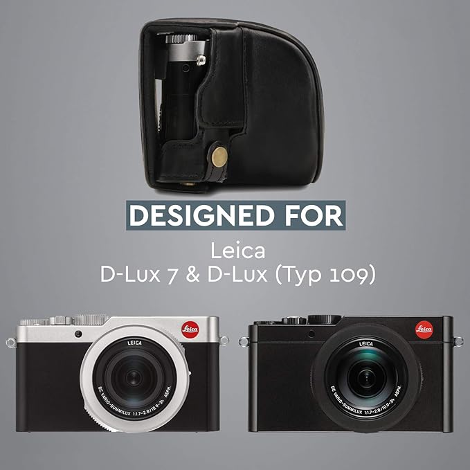 MegaGear MG1605 Ever Ready Genuine Leather Camera Case Compatible with Leica D-Lux 7 - Black