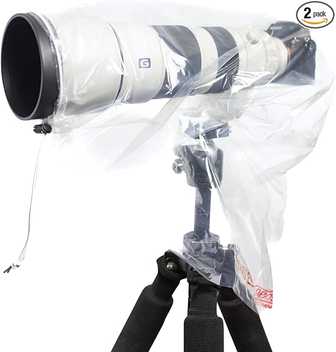 OP/TECH USA Rainsleeve Camera Cover - Clear Rain & Dust Sleeve for Shooting Photos & Video, with Viewfinder Access - Camera Rain Cover, Mega, 2 Pack