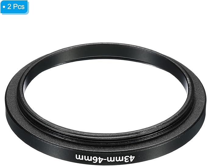 PATIKIL 43mm-46mm Metal Step Up Ring, 2 Pack Camera Lens Filter Adapter Ring Aluminum Filter Adapter Ring for Camera Lenses Hood, Black