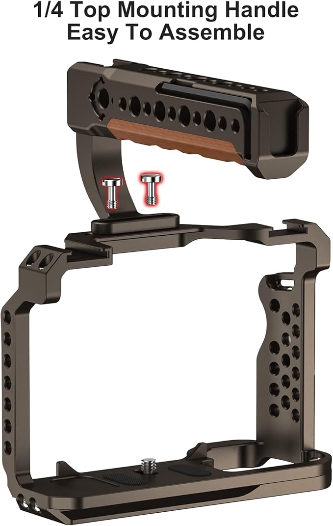 Poyinco Camera Top Handle Grip and Cage Stabilizer Rig with Cold Shoe Mount for DSLR Camera