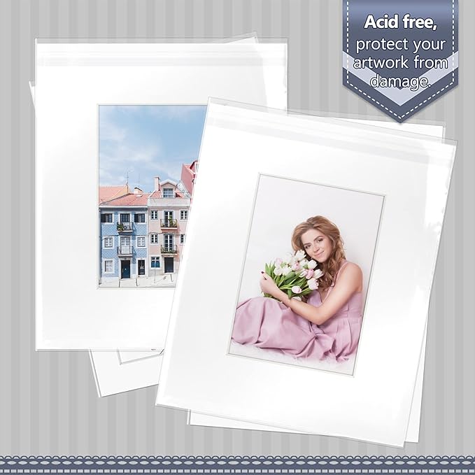 Golden State Art, 100 Pack Clear Bags for 8.5x11 Mats, Pictures, Acid-Free, 9"x11 3/7"