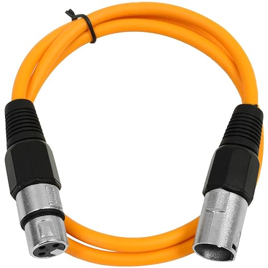 SEISMIC AUDIO - SAXLX-3 - 6 Pack of 3' Orange XLR Male to XLR Female Patch Cables - Balanced - 3 Foot Patch Cords