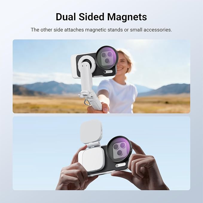 NEEWER 6.3" Magnetic Phone Lens Filter Mount Adapter Backplate Accessories with 67mm Variable Neutral Density Filter (ND 2-32) Compatible with MagSafe iPhone 12/13/14/15/16/17 & Pro Versions