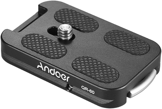 Andoer QR-60 Universal Quick Release Plate Aluminum Alloy 1/4" Screw Mount with Attachment Loop for Arca-Swiss Standard Ball Head Tripod for Canon Nikon Sony DSLR Camera