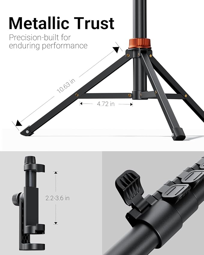 66" Phone Tripod, Tripod for iPhone with Remote & Ultimate Phone Mount, Extendable Cell Phone Tripod Stand for Video Recording, Professional Tripod & Monopod Accessories, Compatible for iPhone/Android
