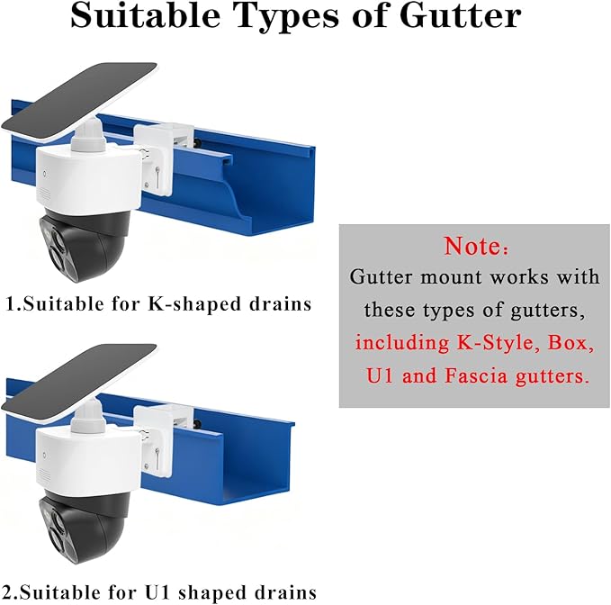 Gutter Mount Bracket Compatible with Eufy SoloCam S340/SoloCam E30/SoloCam E42/Eufy 4G LTE Cam S330,Solar Security Camera,No Drill Installation Camera Gutter Mount for Outdoor,2 Pack