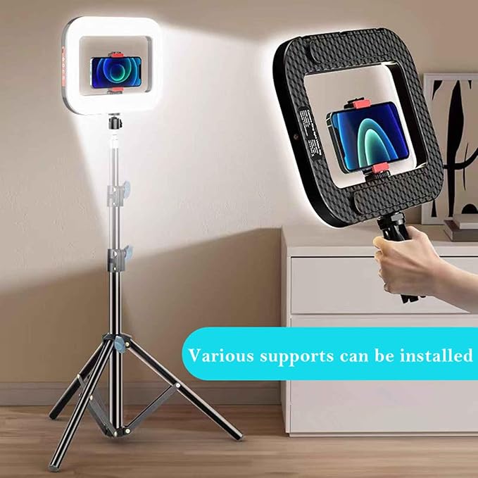 Phone Video Rig QYPENT Handheld LED Ring Light Selfie Light Phone Video Stabilizer for Camera, Smartphone, Action Camera, YouTube, Setup, Filmmaking, Makeup, Vlogging (YM200 RGB)