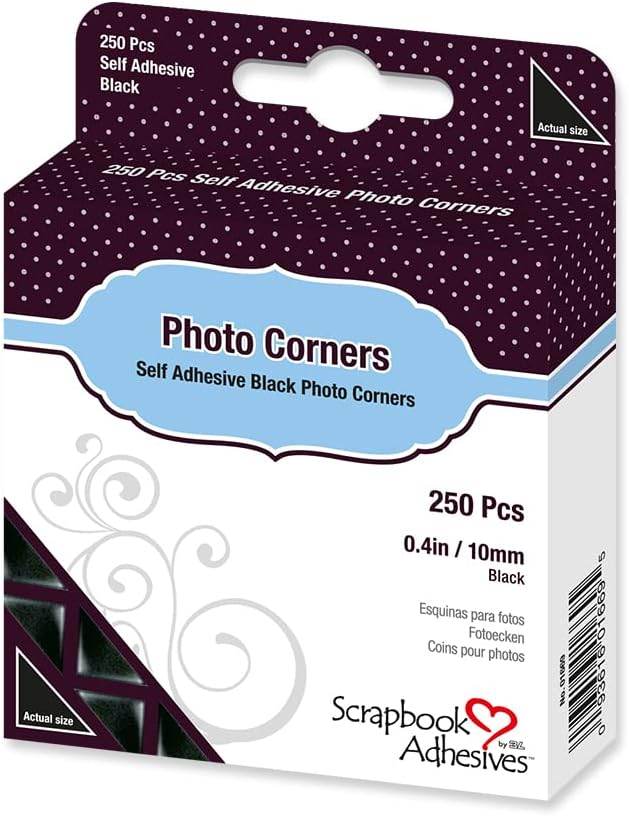 3L Self Adhesive Photo Corners, 3/8-Inch, 250-Pack, Black