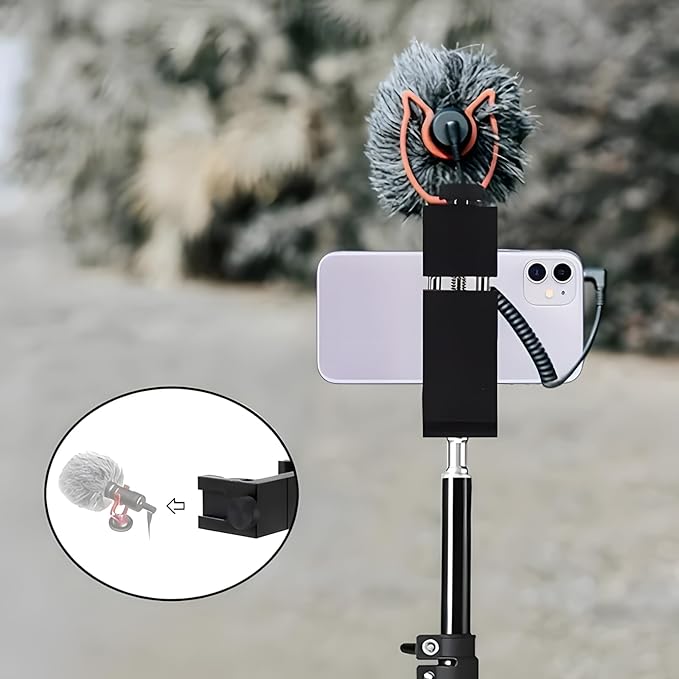 Metal Phone Tripod Mount with Arca Port Cold Shoes & 1/4" Screw Hole, Adjustable Cell Phone Tripod Adapter Clamp Holder Compatible with iPhone Samsung for Video Recording