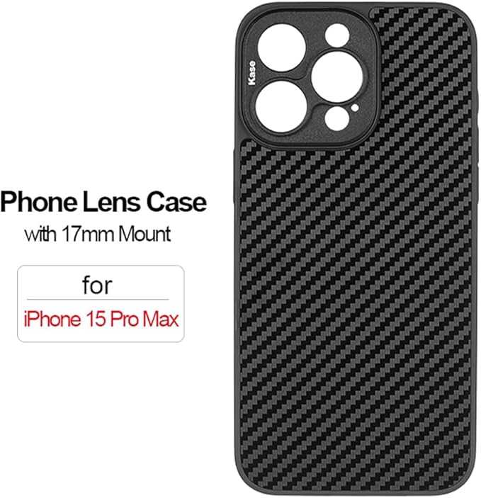 Kase M17 Phone Lens Mount Protective Case Compatible with iPhone 15 Pro Max, Master Macro Lens & All 17mm Thread Smartphone Lens Black