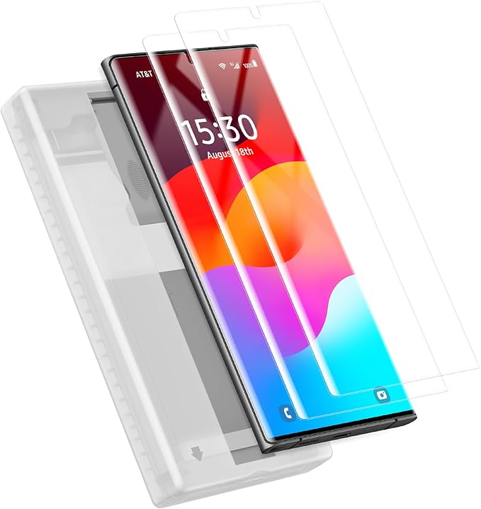 posidentists Screen Protector for Galaxy S23 Ultra, 2 Pack PET Film [Not Glass],HD Clear,Auto Dust-Elimination Installation, S22 Ultra Screen Protector [12Ft Military-Grade Shatterproof] Case Friendly