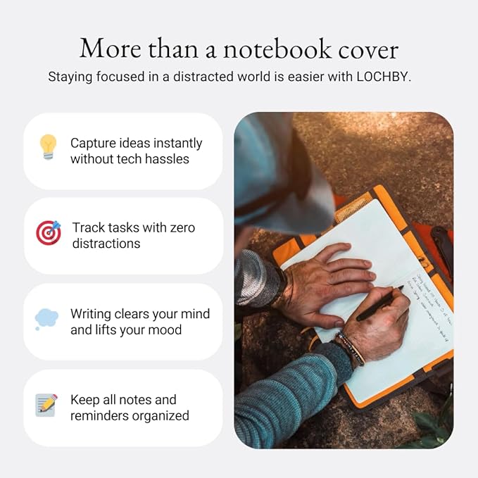 LOCHBY® Field Journal | Planner Cover | Water Resistant Waxed Canvas | Pen Loop | Included Tomoe River Notebook | Perfect for Travel, Art, Bullet Journal