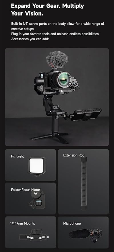 FeiyuTech SCORP 3 Gimbal Stabilizer, 3-Axis Handheld Camera Gimbal 7.7lbs Payload, Vertical Shooting Control with Touch Screen for Canon/Sony/Panasonic/Nikon Camera