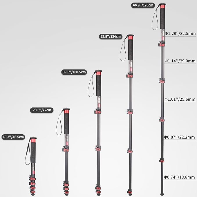 66.9in/170cm Camera Monopod INNOREL VM80A Aluminum Alloy Portable Compact Lightweight Travel Monopod with Fast Flip Lock for Canon Nikon Sony DSLR Camera Video Camcorder DV Photography Load 33lbs/15kg