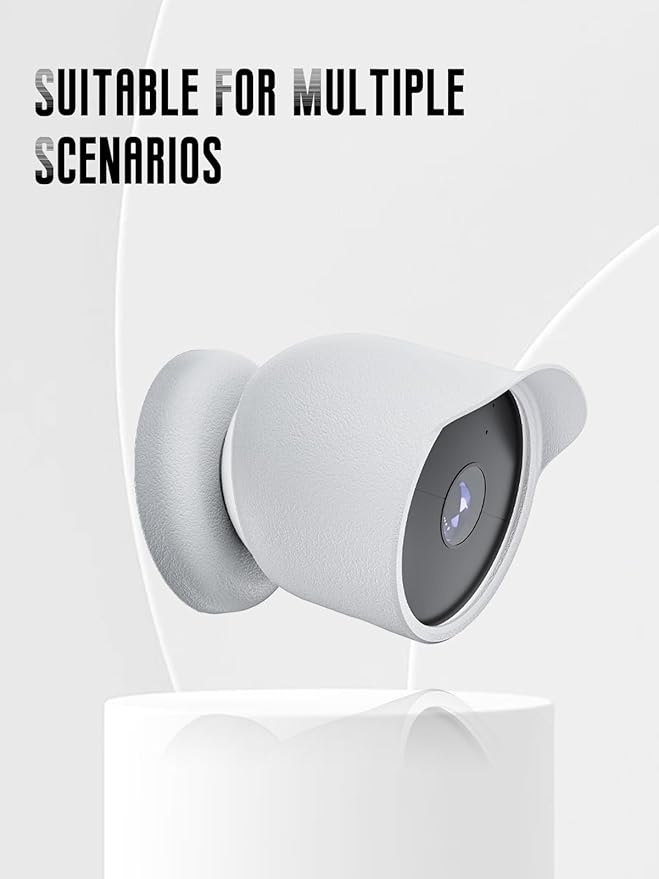 1-Pack Cover for Google Nest Cam Outdoor or Indoor (Battery, 2nd Gen), FJIASTB Soft Silicone Protective Case, Shockproof, Waterproof (White)