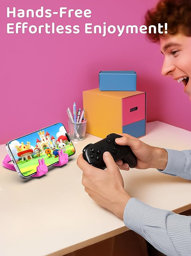 Easter Basket Stuffers Essentials for Teens Girls Boys Cell Phone Stand: Upgrade Adjustable Peace Sign Thumbs Lazy Phone Holder for Desk for iPhone Easter Gifts for Adults Toddler Women Teenagers